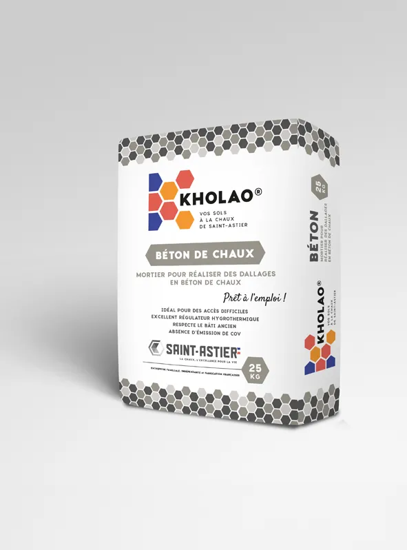 Packaging KHOLAO un béton de chaux prêt à l'emploi de la marque SAINT-ASTIER