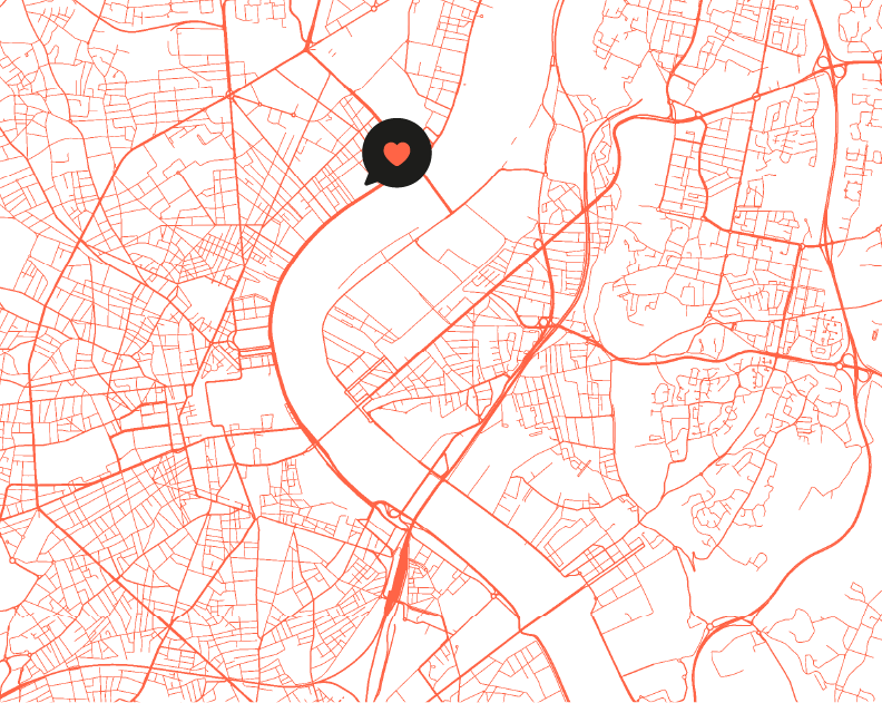 Plan de Bordeaux avec point d'intérêt sur l'agence MCOMM quais Chartrons Bordeaux